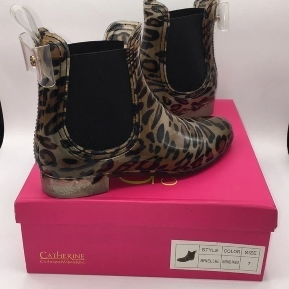 CATHERINE MALANDRINO Leopard bow rain boots
